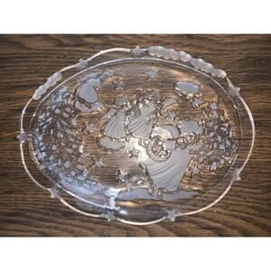 Mikasa Angels And Christmas Tree Frosted Clear Holiday Serving Platter 9” X 7”